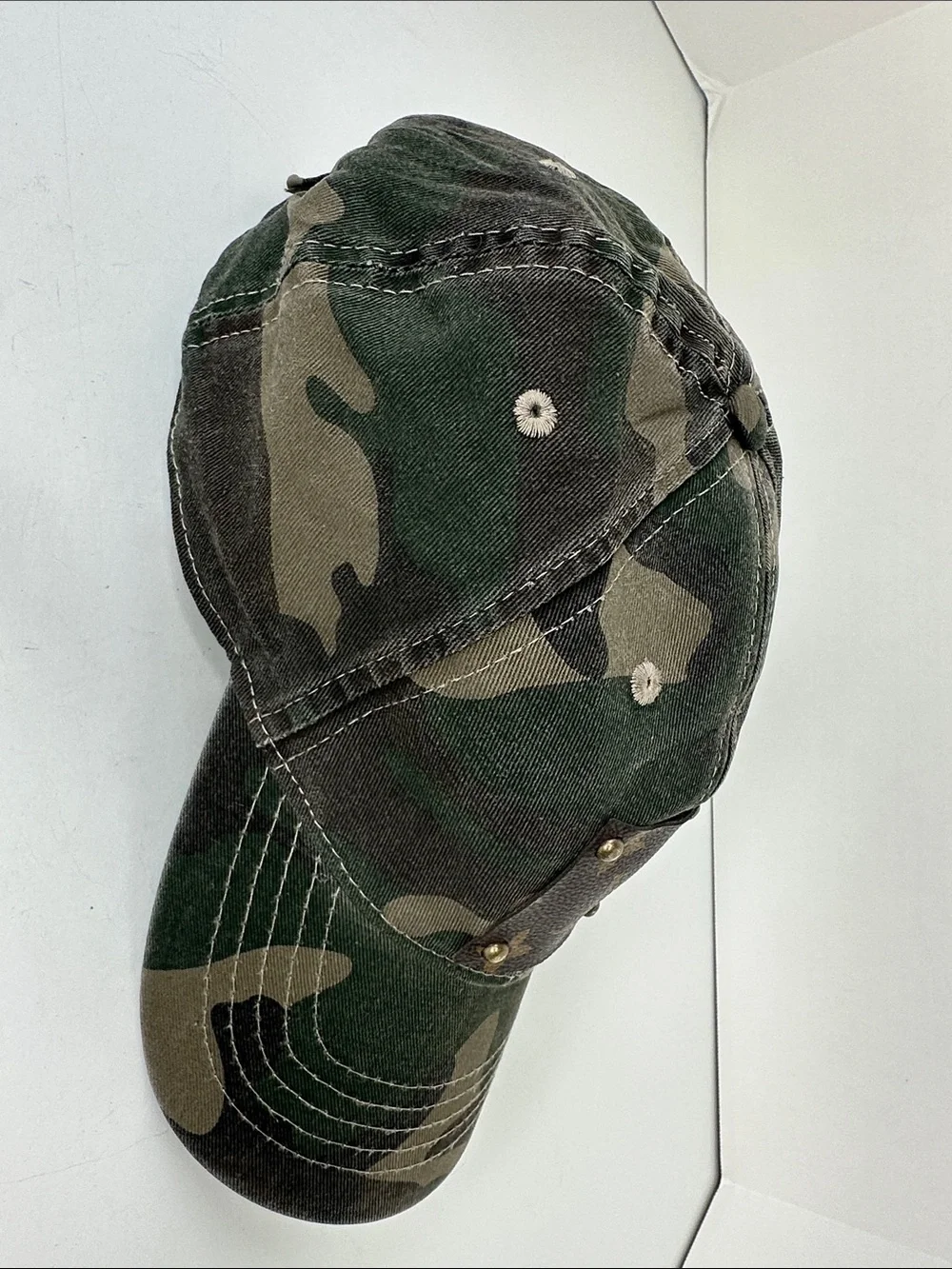 Luxury Inspired Upcycled Camo Baseball Hat One Size Adjustable Velcro Closure - Picture 6 of 10